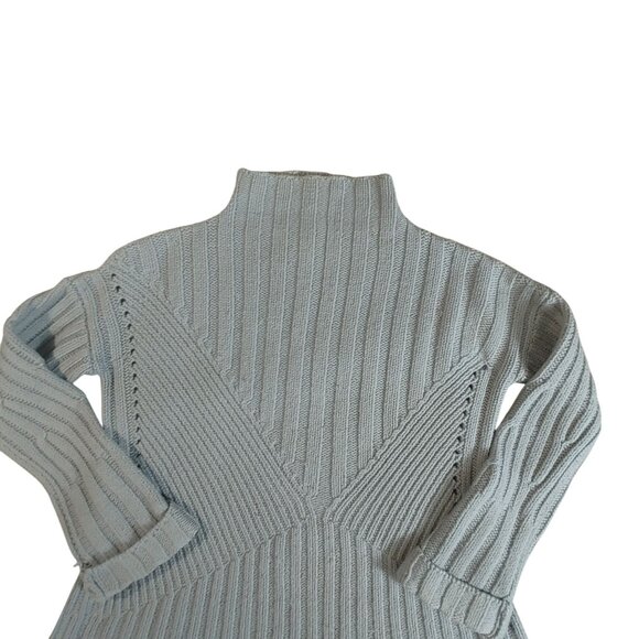 Hand Knit Sweater Pullover Tequila Solo Gray Merino Wool Ribbed Knit Mock Neck - Picture 15 of 15